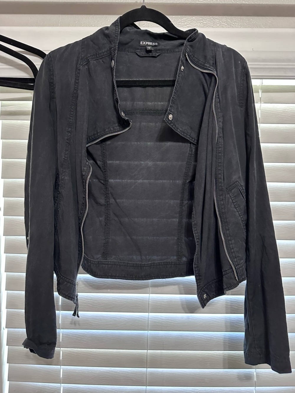 Express Black Moto-Style Zip Jacket